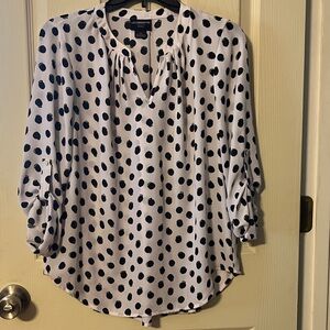 LIZ CLAIBORNE Black and White Polka Dot Blouse